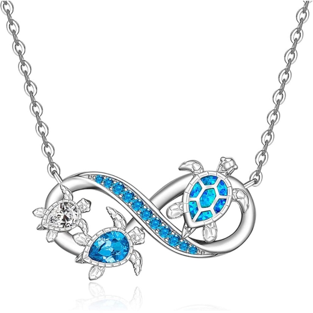 Opal and Topaz Turtles Everlasting Love Necklace